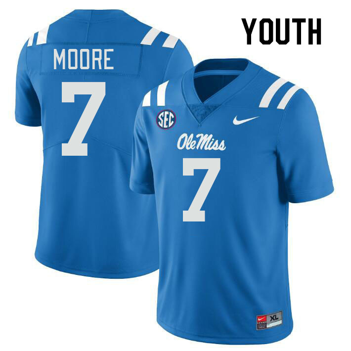 Youth #7 Louis Moore Ole Miss Rebels College Football Jerseys Stitched-Power Blue